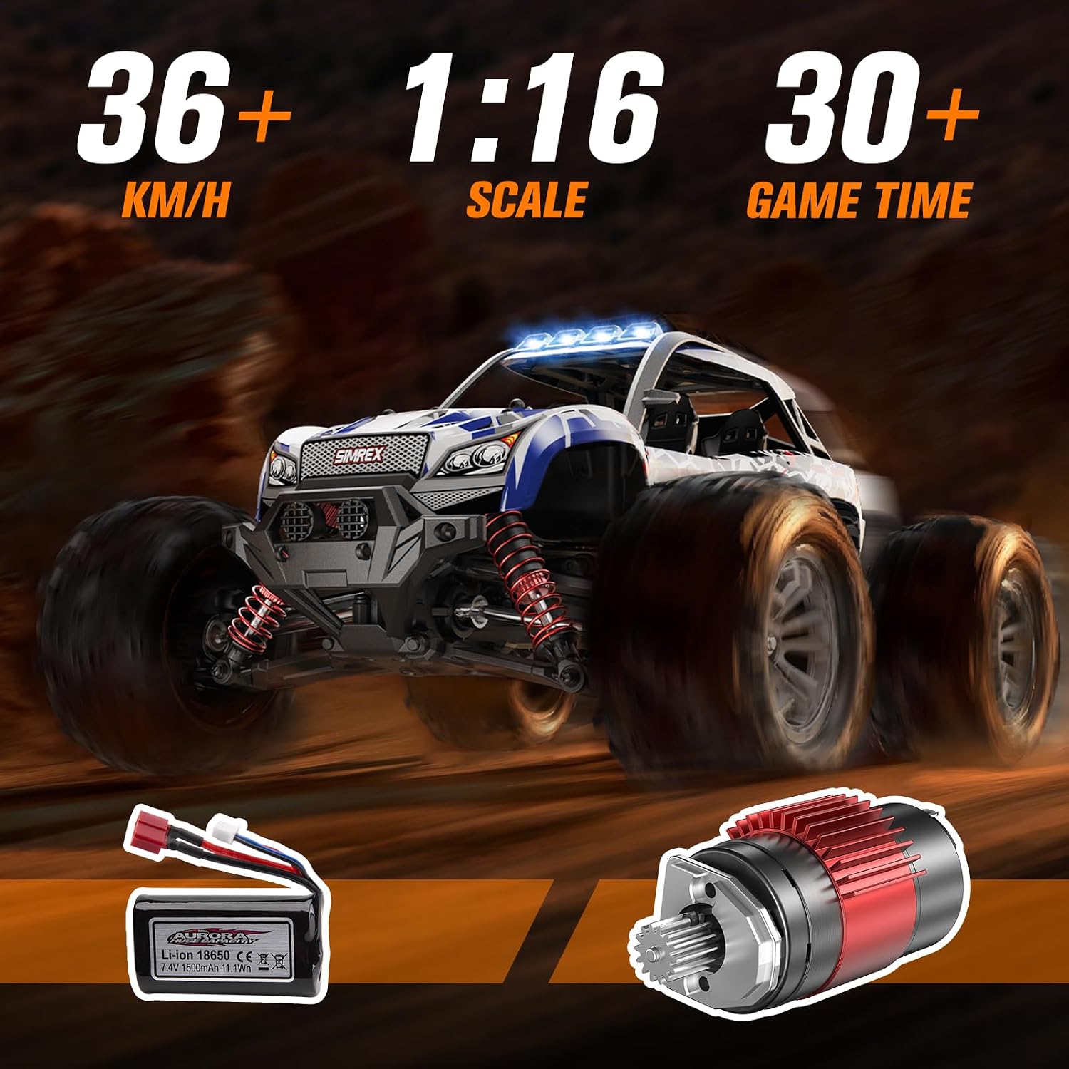 1/16スケールのホビーグレードRCカー。最高速度36km/ - Rc Hobby Grade Monster Truck のレビューと価格